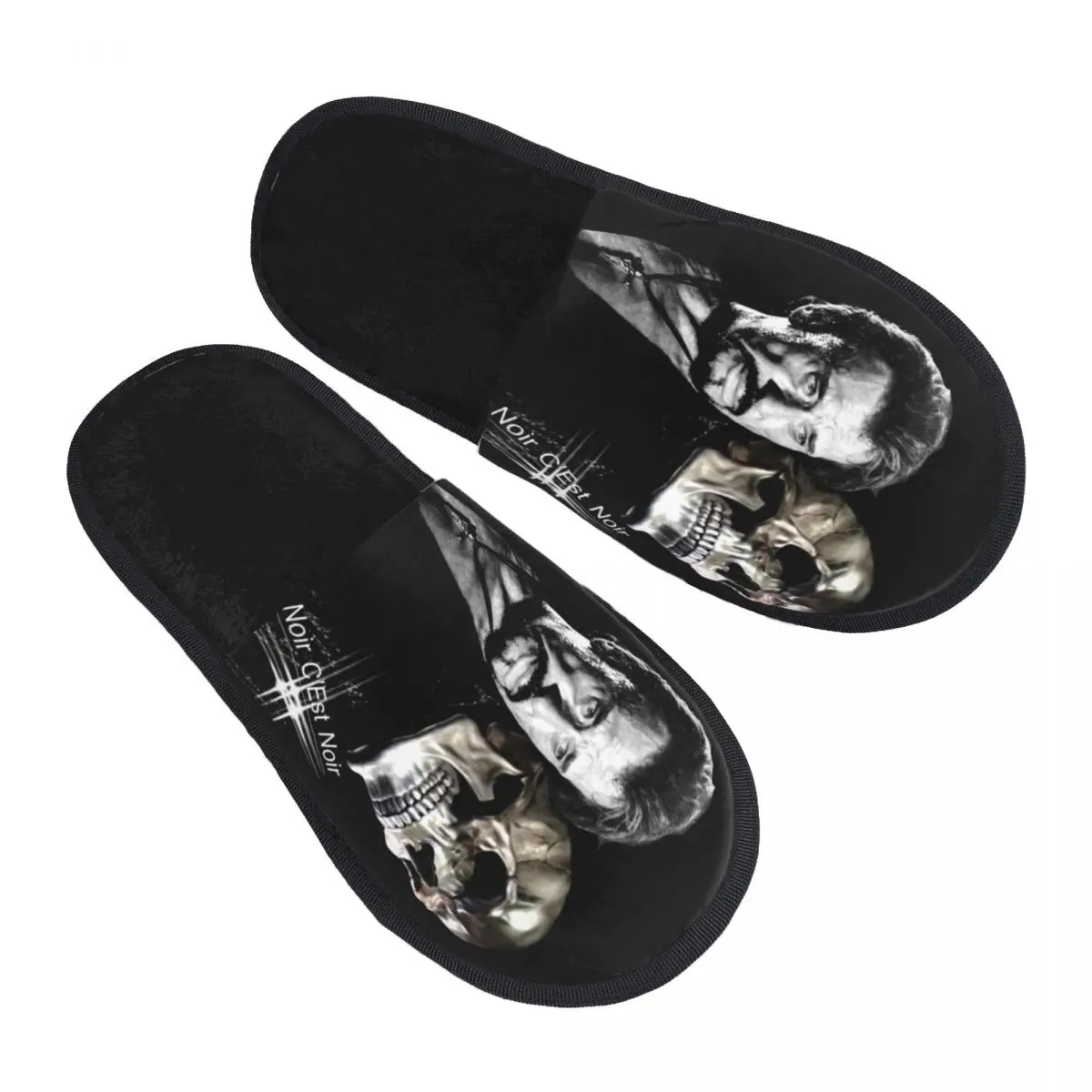 

Johnny Hallyday House Slippers Women Comfy Memory Foam France Rock Singer Slip On Spa Slipper Shoes