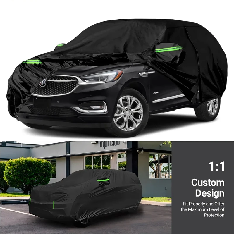 

210T Waterproof Car Covers Custom Fit For Buick Enclave 2008-2025 All Weather With Zipper Door Snow Rain Dust Hail Protection