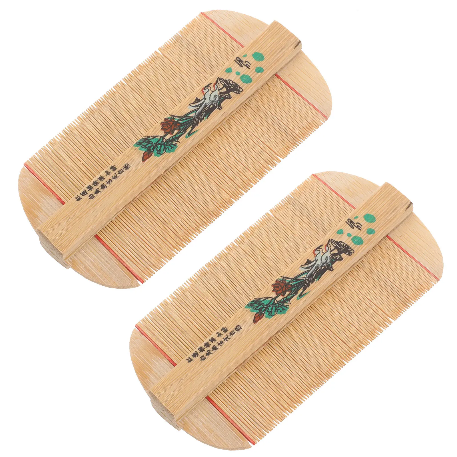 

2Pcs Bamboo Comb Multipurpose Double-Sided Hair Comb with Fine Dense Teeth for Home Hairdressing Portable Healthy Hair Care Tool