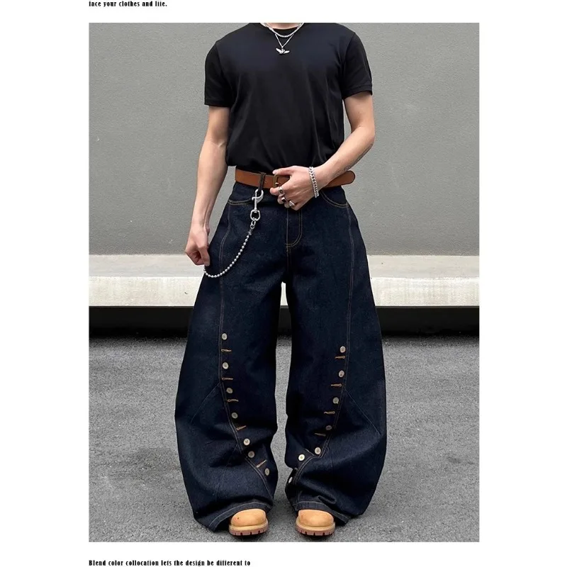 

Men's Outdoor Fashion Trend Multifunctional Sports Leisure Denim Wide Leg Pants Comfortable and Breathable Neutral Pants