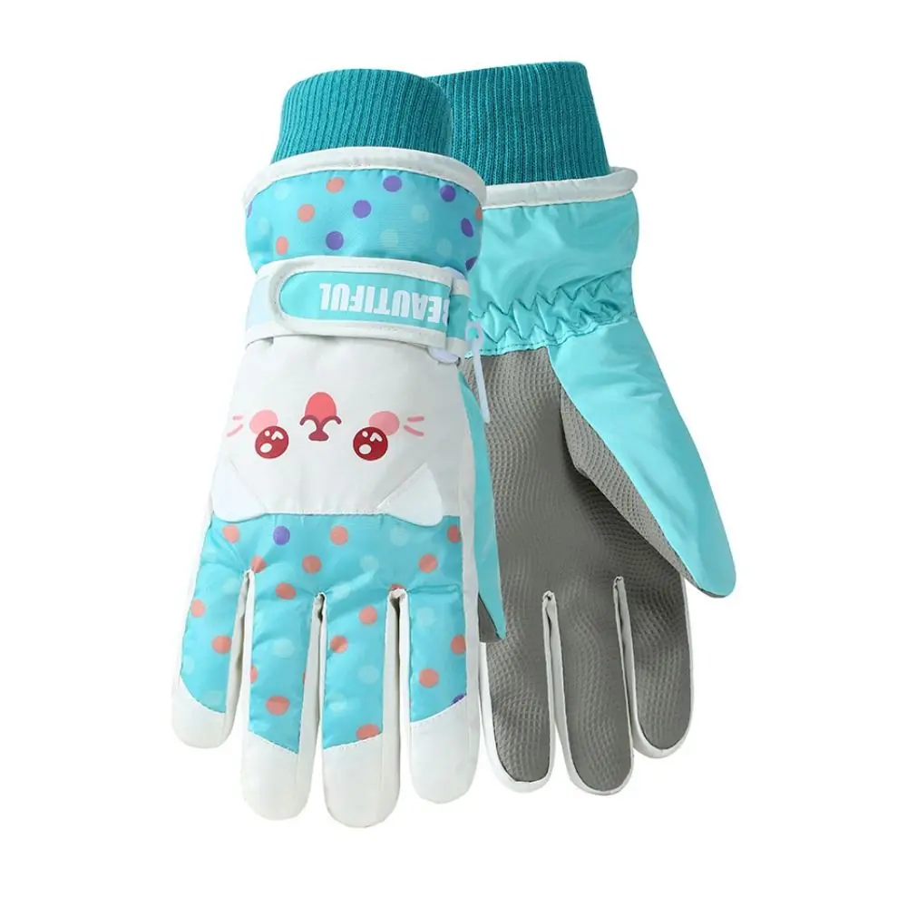 

Детские лыжные перчатки Kawaii с мультяшным дизайном, утепленные, для катания на сноуборде и велосипеде, теплые перчатки для девочек, защитная экипировка
