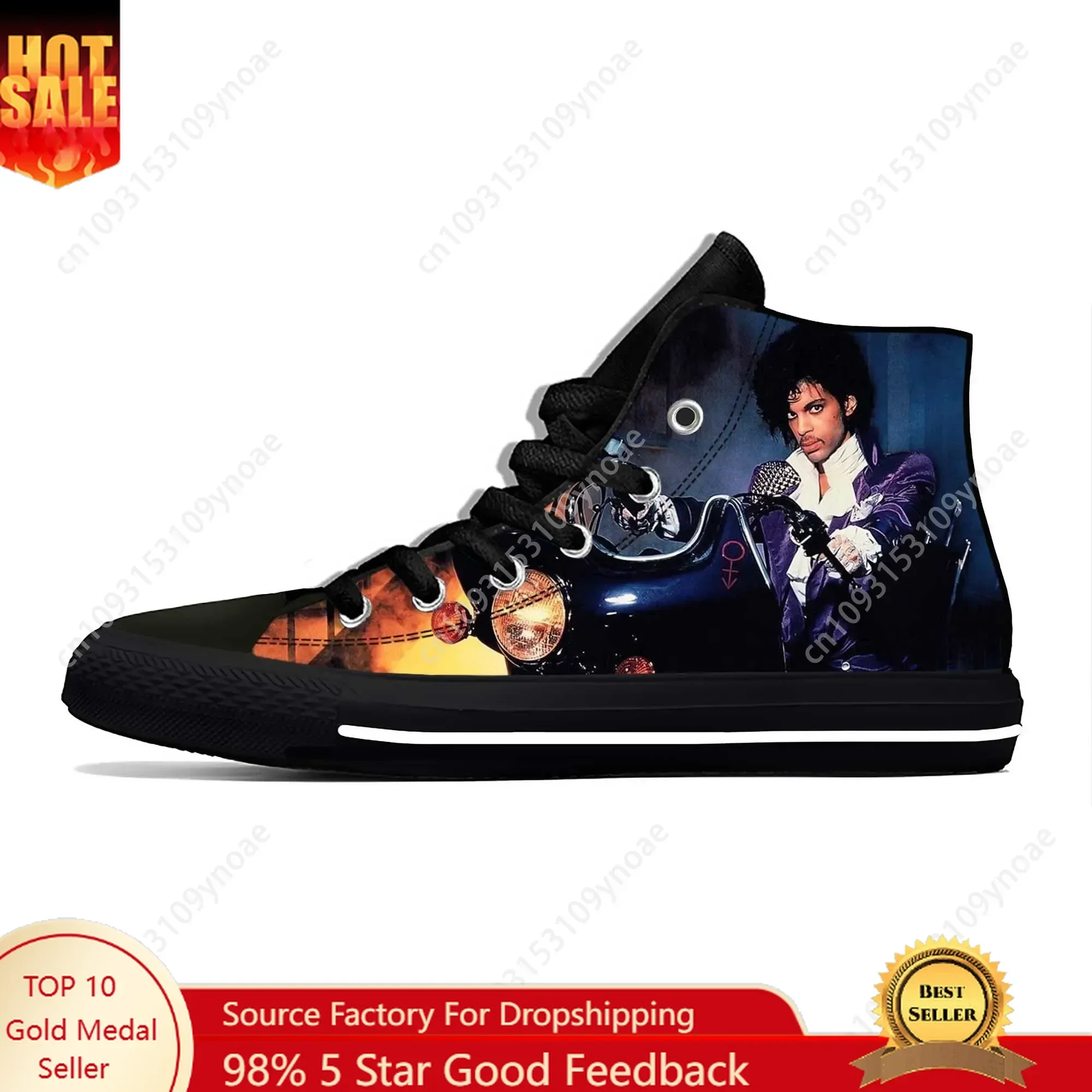 

Rain Symbol Rock Music Guitar Purple Prince Funny Casual Cloth Shoes High Top Comfortable Breathable 3D Print Men Women Sneakers
