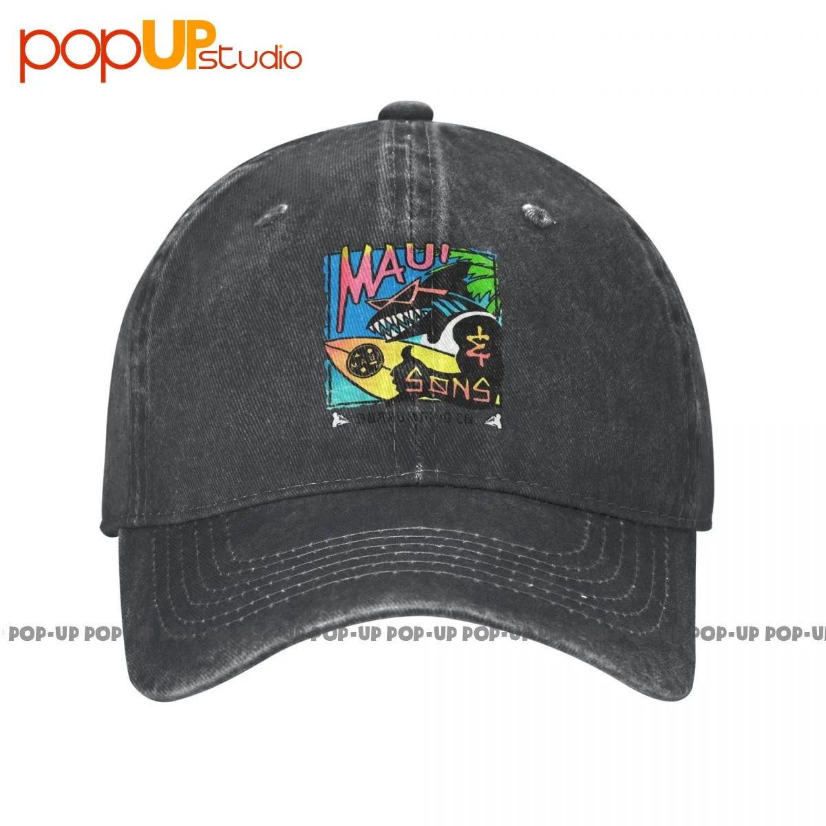 Maui And Sons Surf California Shark Heather Washed Denim Baseball Cap Trucker Hats Pop Comfortable