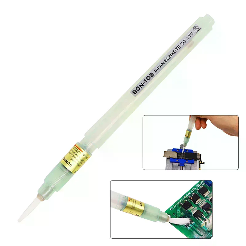 1PCS 102 No Clean Rosin Flux Pen Soldering Applicator with Brush Head Solder Paste Tool for BGA Welding Repair