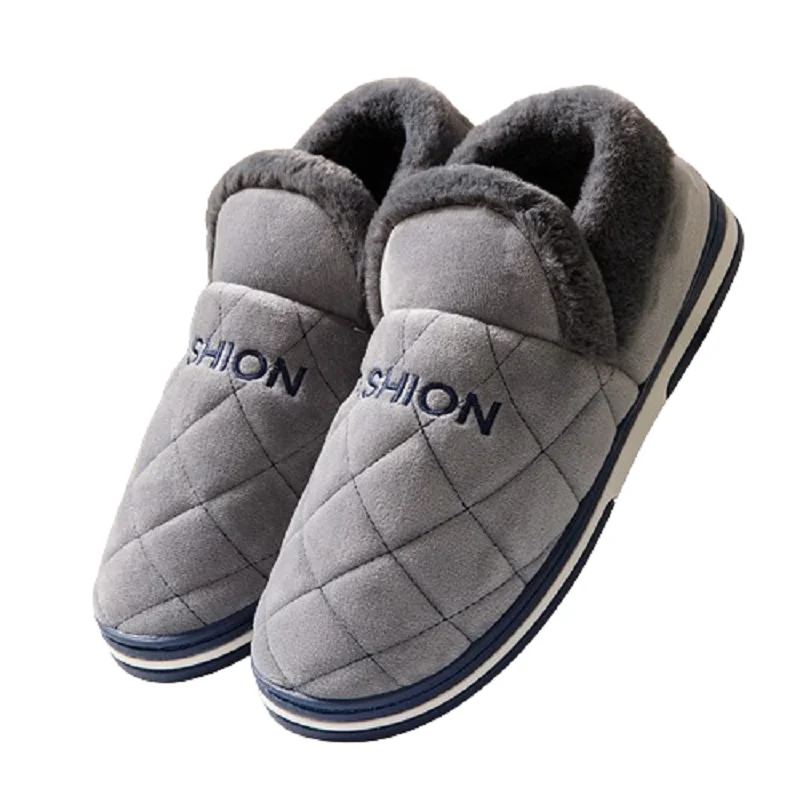 New Fashion Big Size 49 50 Men Warm Home Slippers Winter Autumn Bedroom Shoes Indoor Anti-Slip Comfort Casual Plush Slides