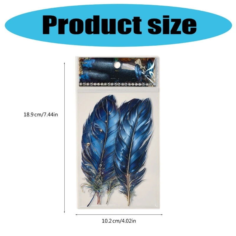 96GE 5 قطع ملصق ريش من رقائق الذهب الرجعية ملصق لاصق مقاوم للماء