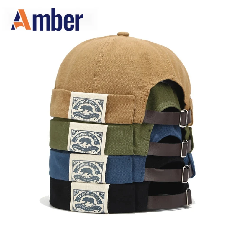 

Amber Docker cap skullcap beanie brimless hat for Men Women solid color cotton breathable adjustable bonnet hip hop fashion cap