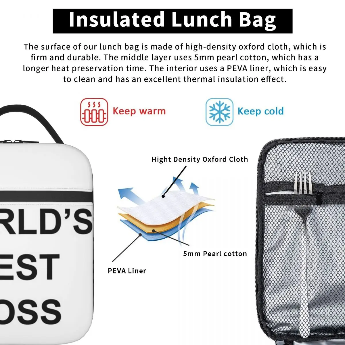 Worlds Best Boss The Office Dunder Mifflin Insulated Lunch Bag for Women Kids Portable Food Boxes Thermal Lunch Box Tote
