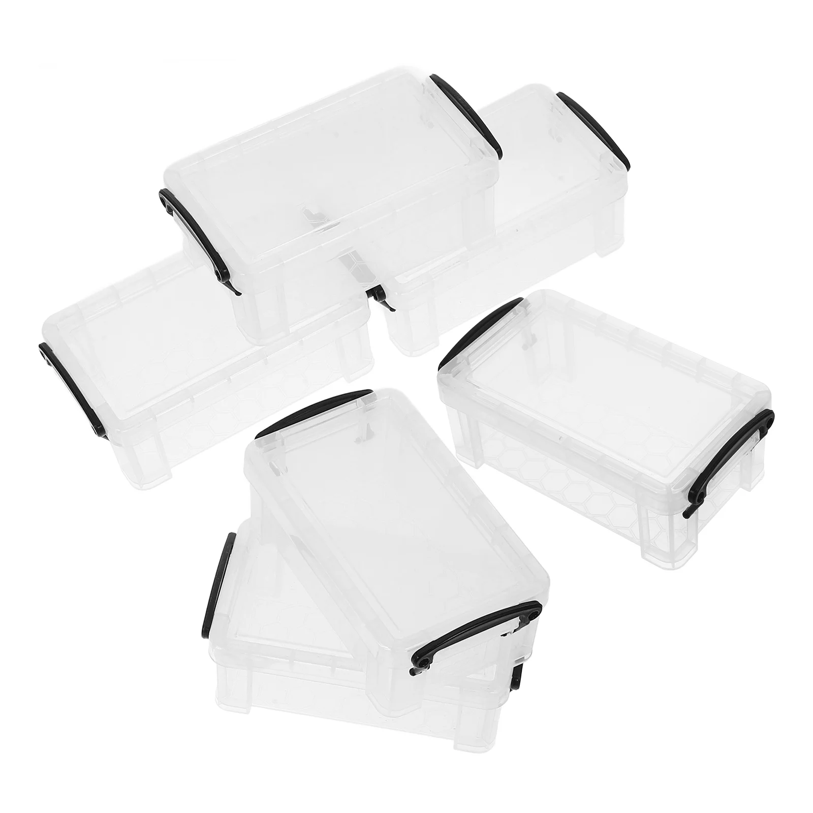 

6Pcs Mini Storage Boxes Clear Locking Pencil Cases Multifunctional Organizer for Office Supplies Jewelry Medications Small Items