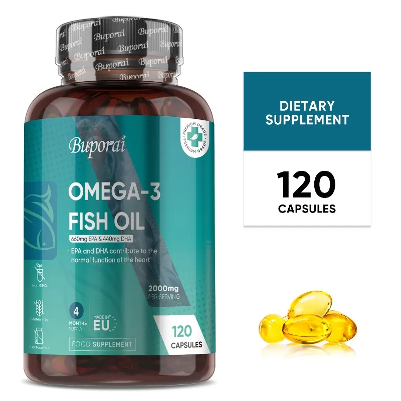 Omega 3 Fish Oil 2000mg - with EPA and DHA, Improve Mood, Supports Brain Function and Heart Health, Boosts Energy and Immunity