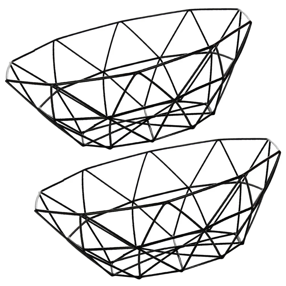 

Fruit Tray Iron Hollowed Design Storage Snack Home Decor Drainage Breathable Fruit Basket Storage Basket Kitchen Bar