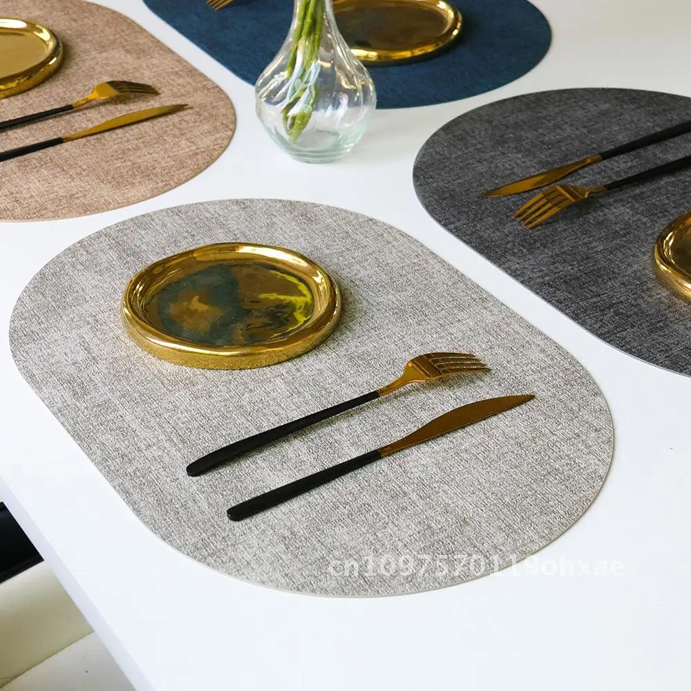 Leder-Tischset, oval, leicht, luxuriös, wasserdicht und ölbeständig, Hotel-Restaurant, westliche Lebensmittelmatte, wärmeisolierte Esstischmatte