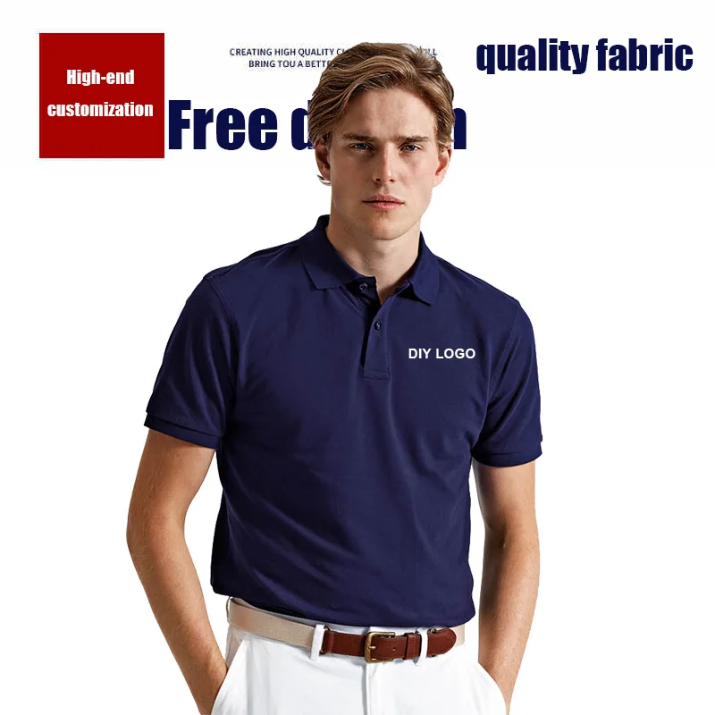 

Print Custom Work POLO Shirt 12 Colors T-shirts Custom Logo Wild Shirts For Men Cotton Lapel Printing DIY Brand Text