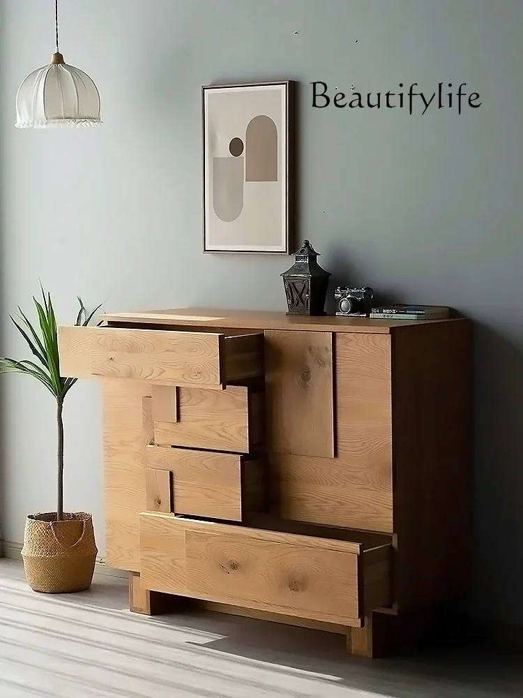 

Nordic modern simple solid wood dining side locker designer creative wall cabinet