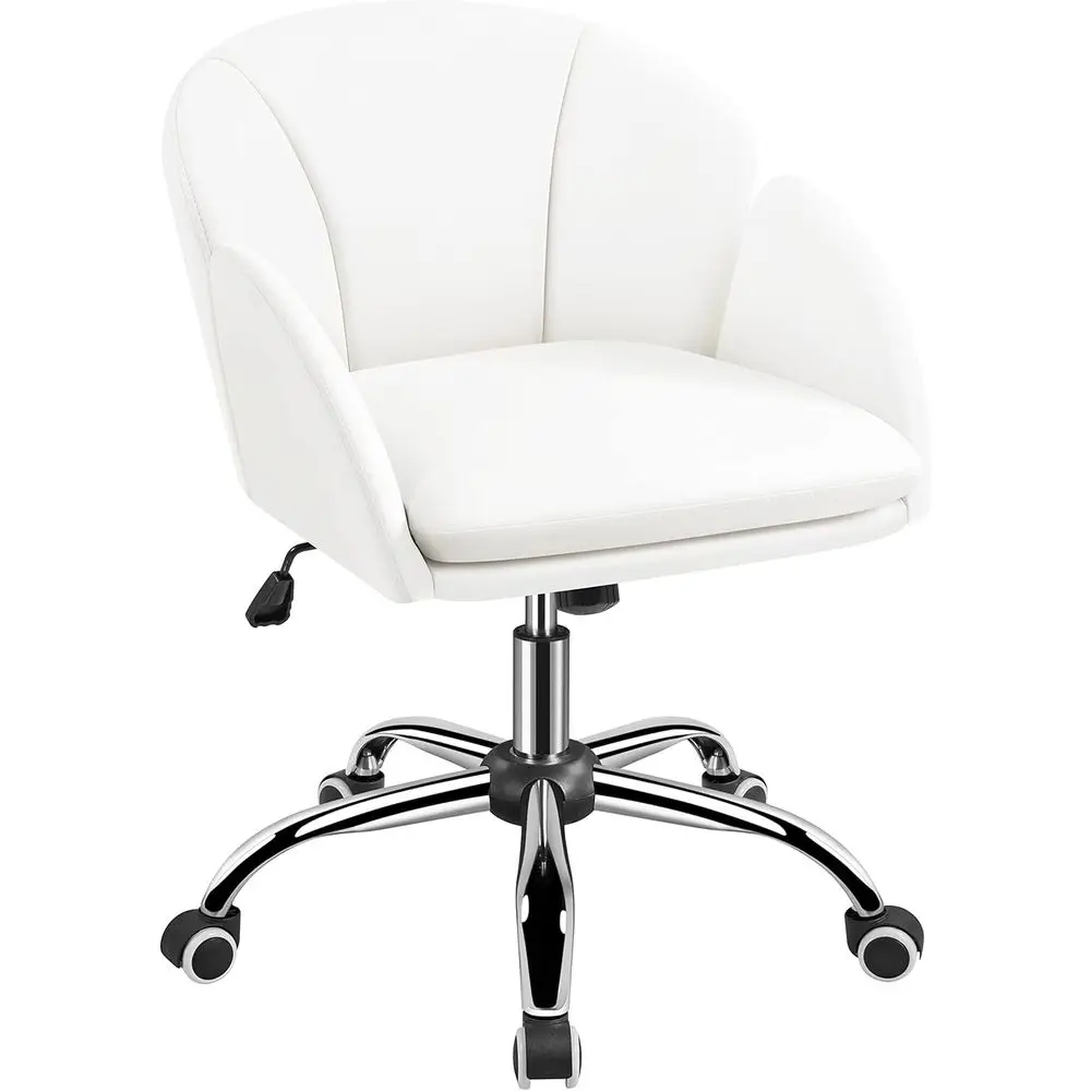 Swivel Leather Makeup Vanity Chair with Adjustable Height and Cushioned Seat