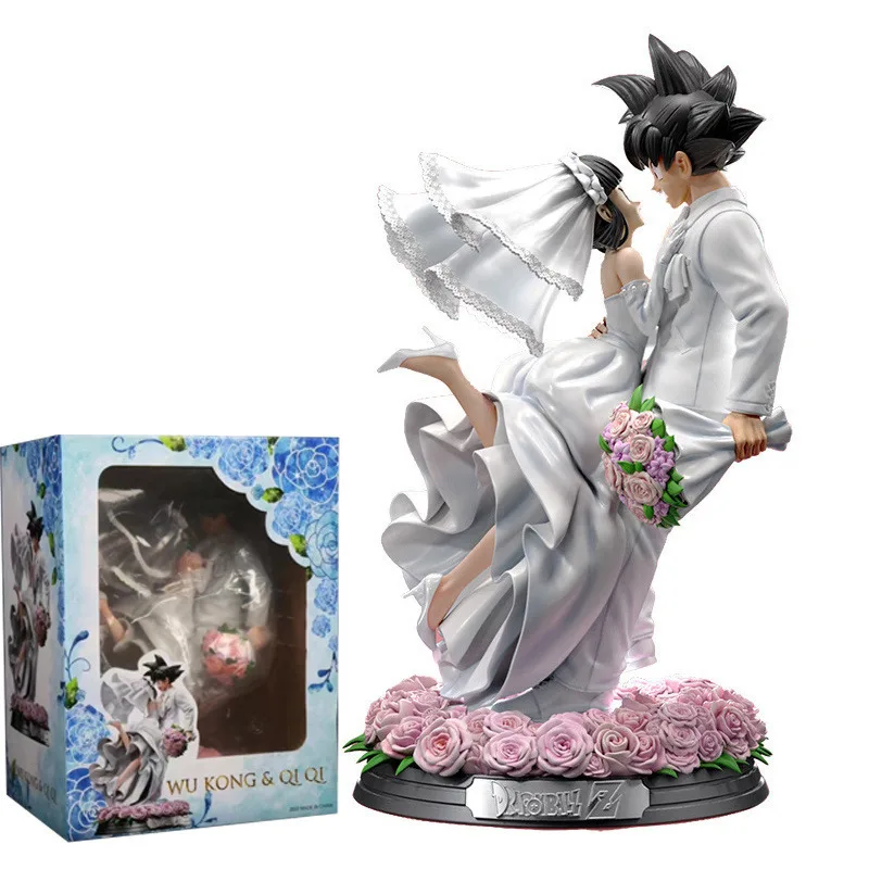 UMY Studio Dragon Ball Z Figure Goku & Chichi Wedding Day Figurine Anime Dragonball Model 31cm Statue Collection Toy DBZ Figma