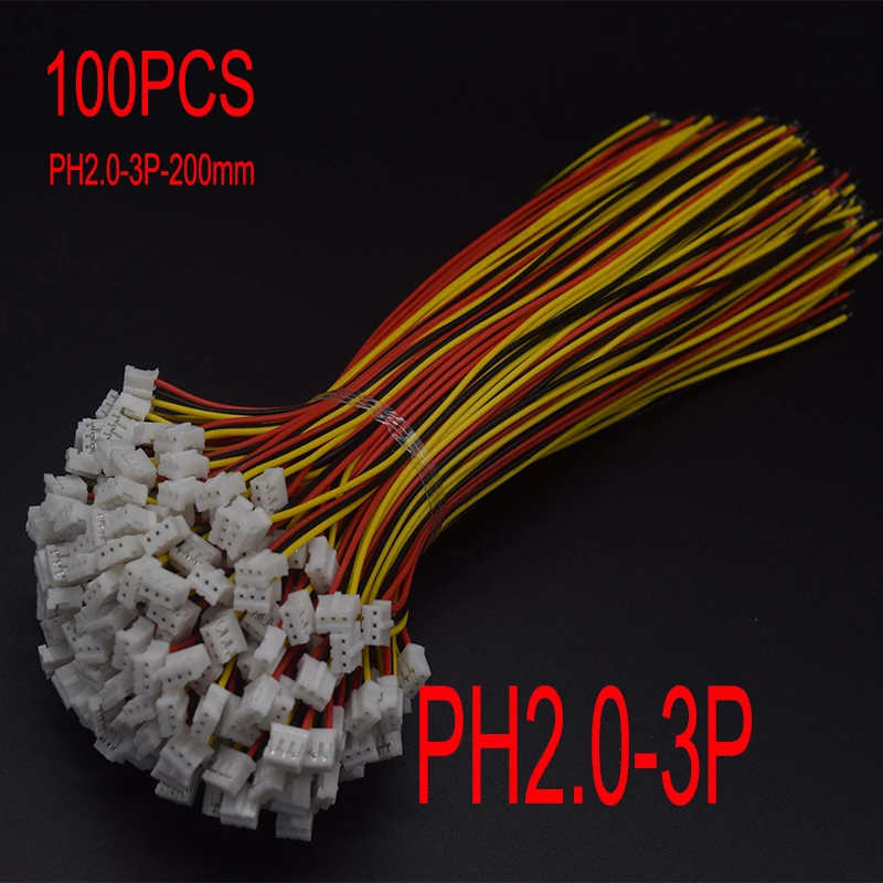 100PCS Mini Micro JST XH2.54 2.0 PH Male Female Connector 2/3/4/5/6/7/8/9/10-Pin Plug With terminal Wires Cables Socket 20/10CM