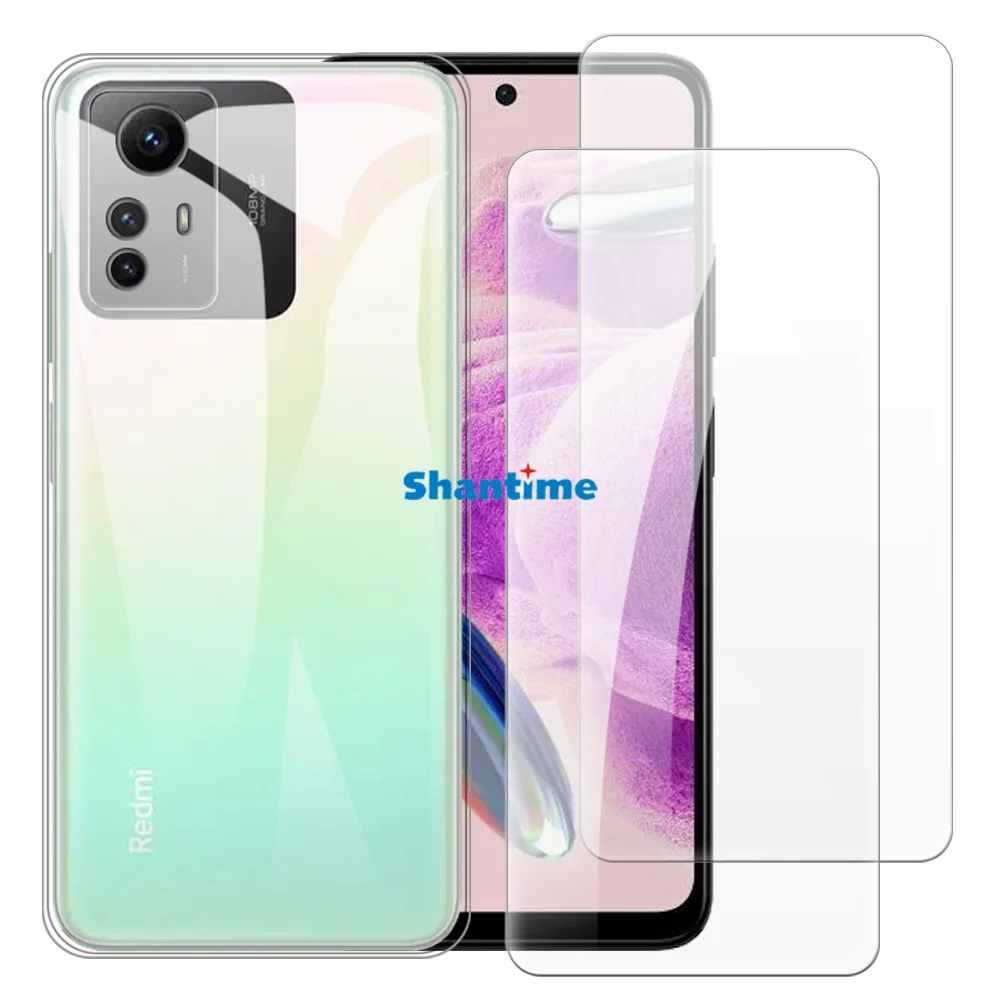 Soft Case + 2 Pack Tempered Glass Screen Protectors for Xiaomi Redmi Note 12S 4G Full-Body Protection