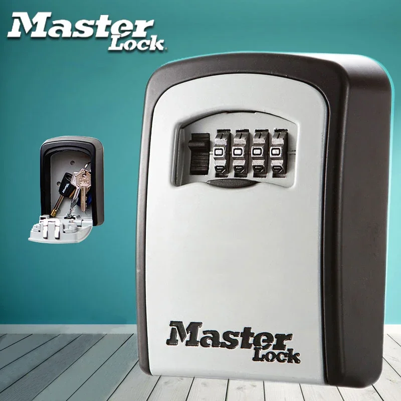 Master Key Lock Box Wall Mounted Key Safe Box Weatherproof 4 Digit Combination Alloy Steel Keys  Lock Boxes  Outdoor