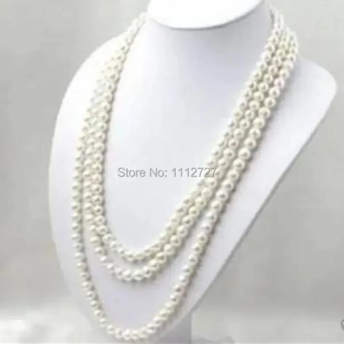 Long 80inch 7-8mm White Akoya Cultured Pearl Necklace Near Round Beads Hand Made Jewelry Making Natural Stone Mother`s Gifts