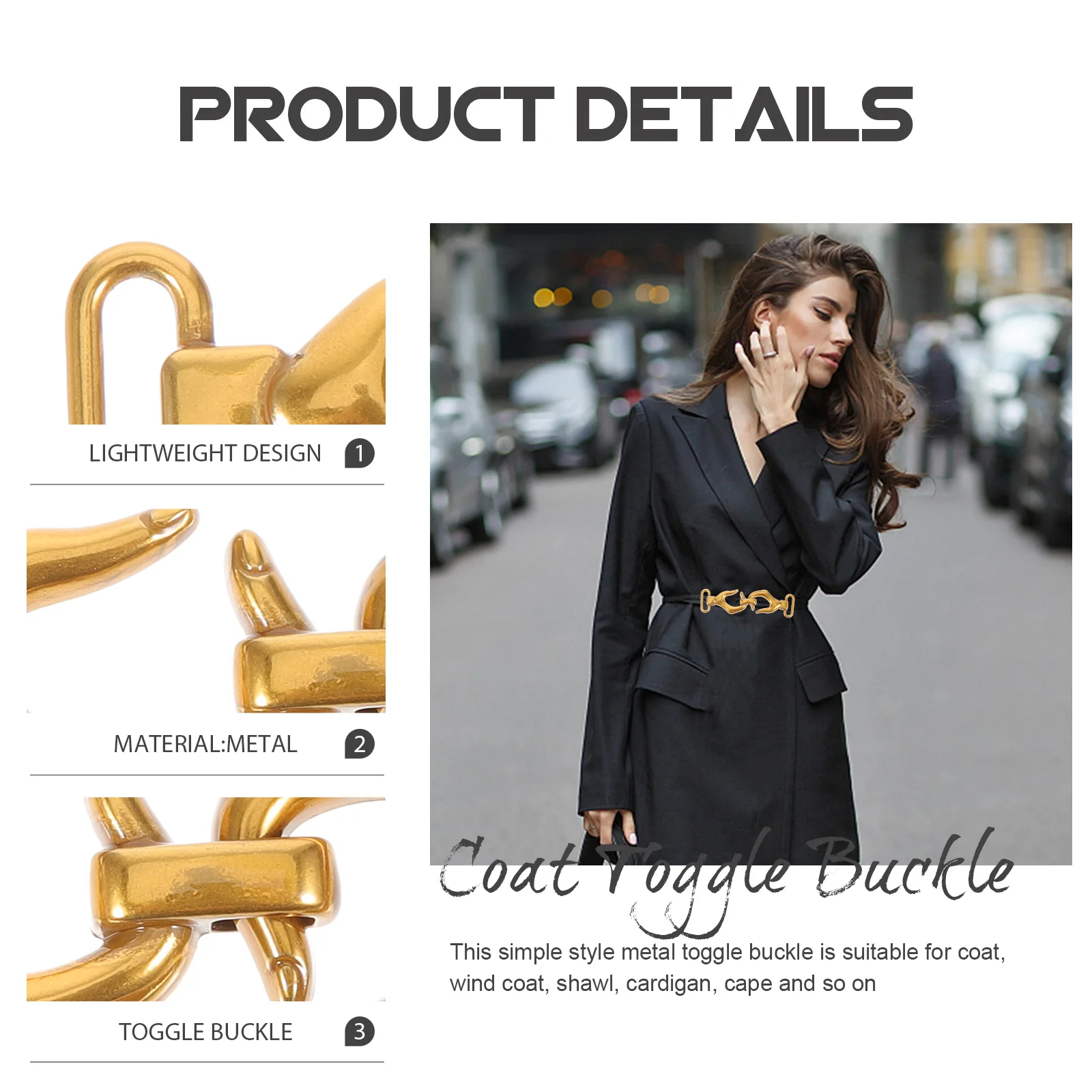 

Metal Toggle Buckle Lightweight For Coat Cardigan Shawl Cape Dress Sweater Poncho Wrap Clasp Fastener Clothing Accessories