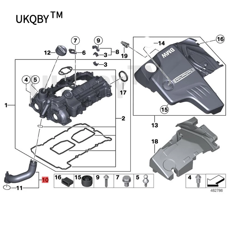 bm wX1 E84 N20 28iX 20i 20iX 28i Pokrywa głowicy cylindrów Wąż wydechowy