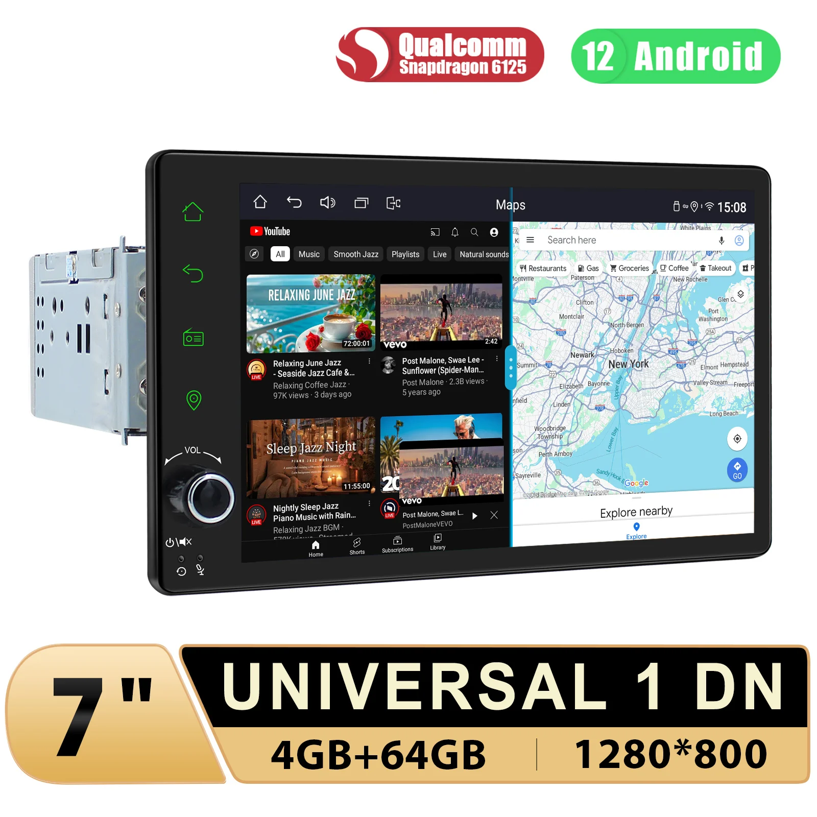 JOYING 7 inch With Knob 1280*800 Android 12.0 Car Radio Stereo  Autoradio Head Unit Single Din Multimedia Player Carplay