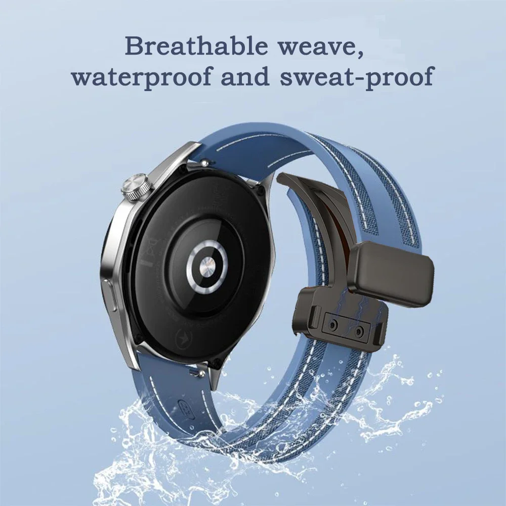 22 مللي متر العالمي الفرقة لهواوي ساعة 5 4 3 النايلون نسج المغناطيسي مشبك المطاط معصمه لهواوي GT5 4 3 2 46 مللي متر حزام