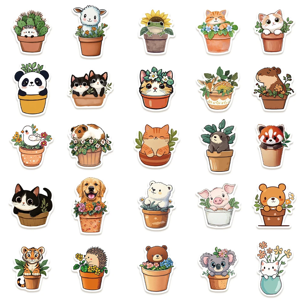 10/30/50 Stück lustige Cartoon-Topftier-Aufkleber, niedliche Graffiti-Aufkleber für Skateboard, Gepäck, Notebook, wasserfester Aufkleber, DIY-Spielzeug