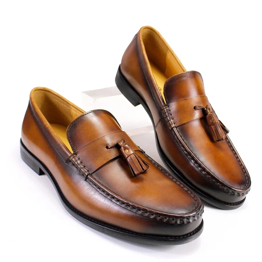 Lefu Classic Tassels One Foot Genuine Leather Suede Rubber Wear-resistant Soles Handmade Leather Men's Casual Shoes Men's Shoes