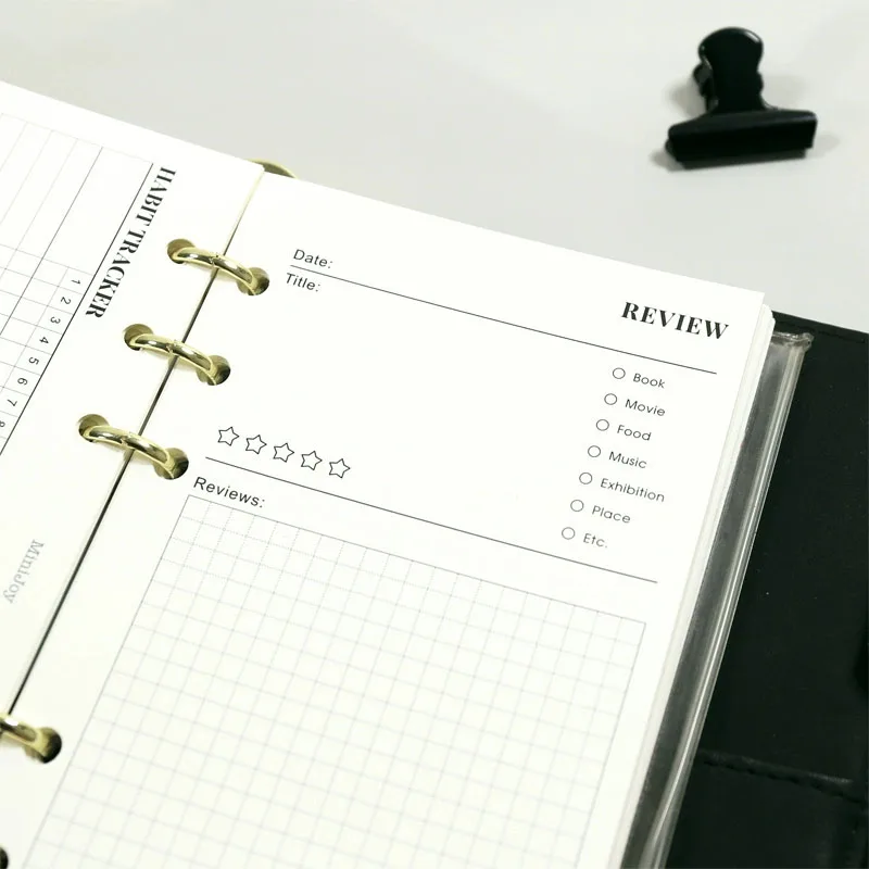 Fromthenon Minimalist Ledger Loose Leaf Paper 40 Sheets A6A7 Inner Pages Reading Watching Notes Loose Leaf Replacement Core