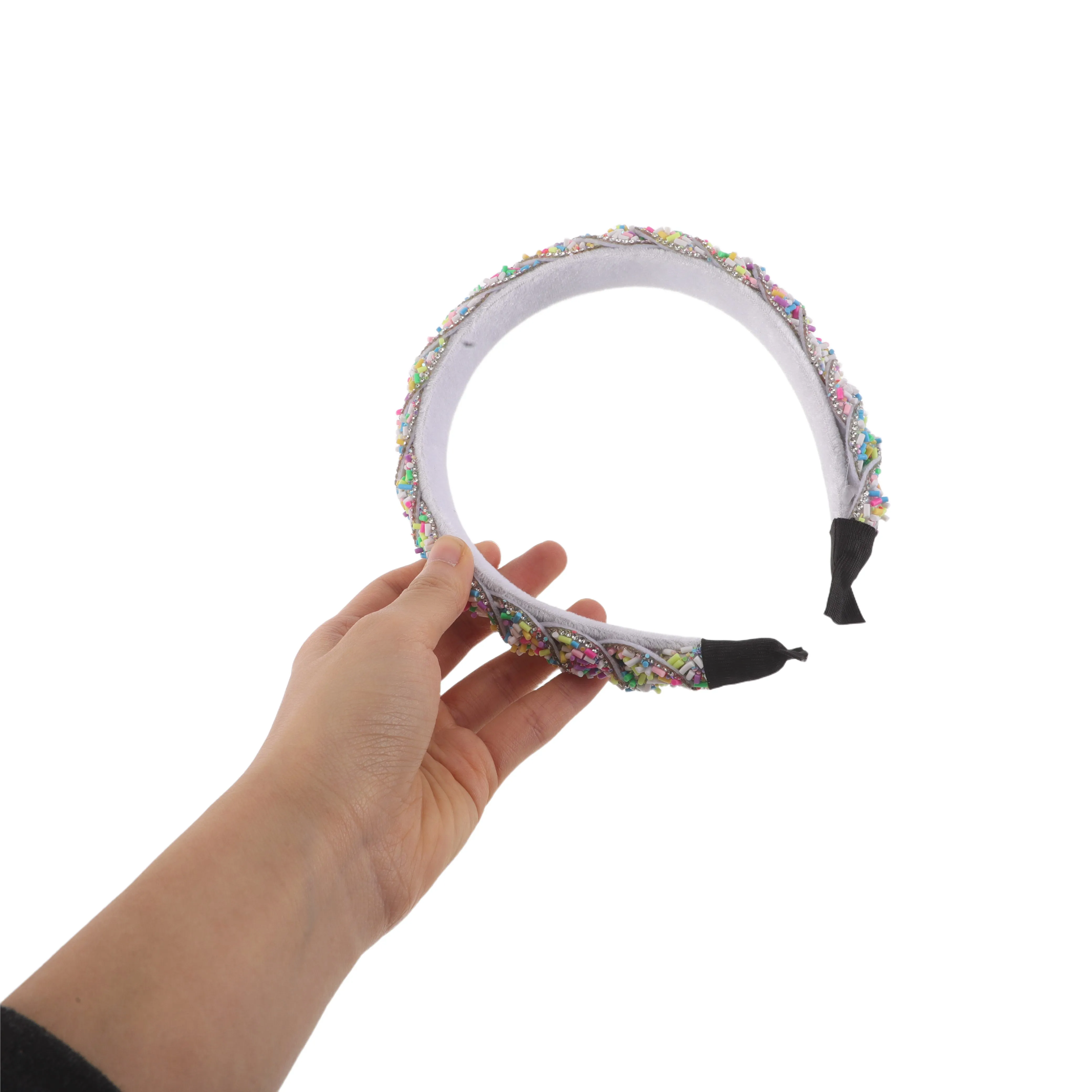 

1Pcs Thick Candy Colored Headband Padded Donut Style Sparkly Rhinestone Hairband for Women Party Festival Daily Fashion
