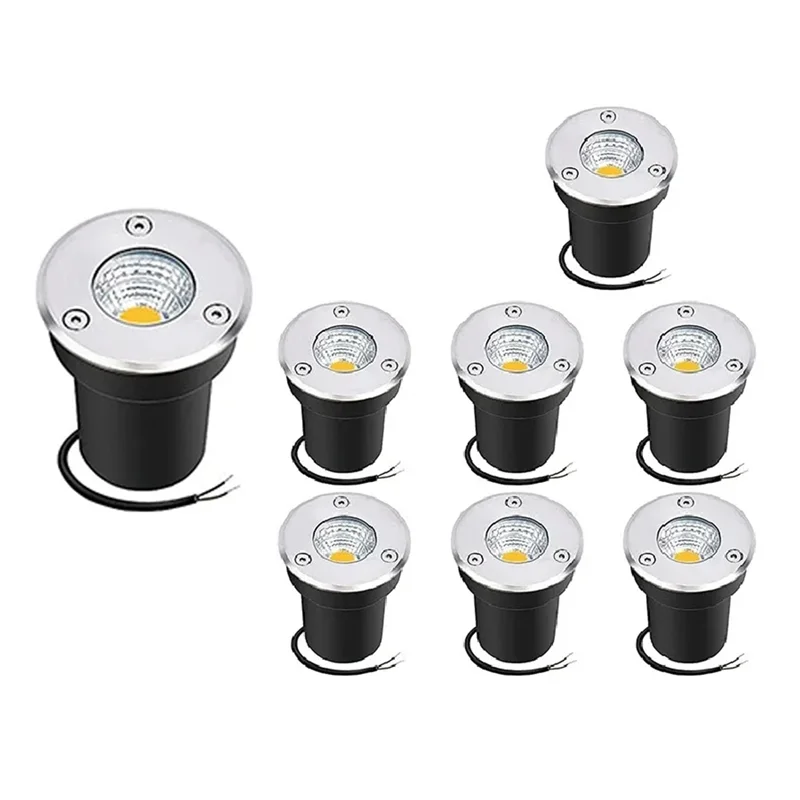 ABJN-3W 8-Pack Embedded Underground Garden Path Spotlights Underground Light Sources Waterproof Operation 85-265V Voltage Range
