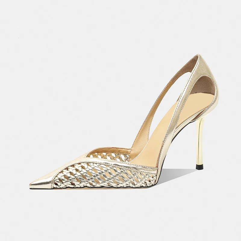 

Women Fashion Hollow Mesh Sandals Brand Pointed Toe Shallow High Heel Sandals Comfort Elegant Thin Heel Designer Shoes Women