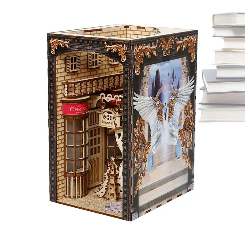 DIY Book Nook Kit Creative 3D Wooden Puzzle Bookends Covenant Church Model Miniature Dollhouse Crafts With Light Home Decoration