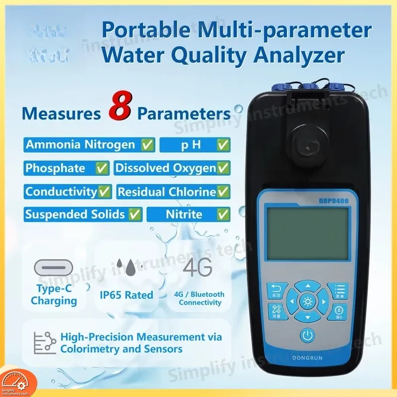 Digital Water Quality Tester pH TDS EC Meter Portable Multi Parameter Pool Aquarium Lab Water Analysis Tool Kit High Accuracy