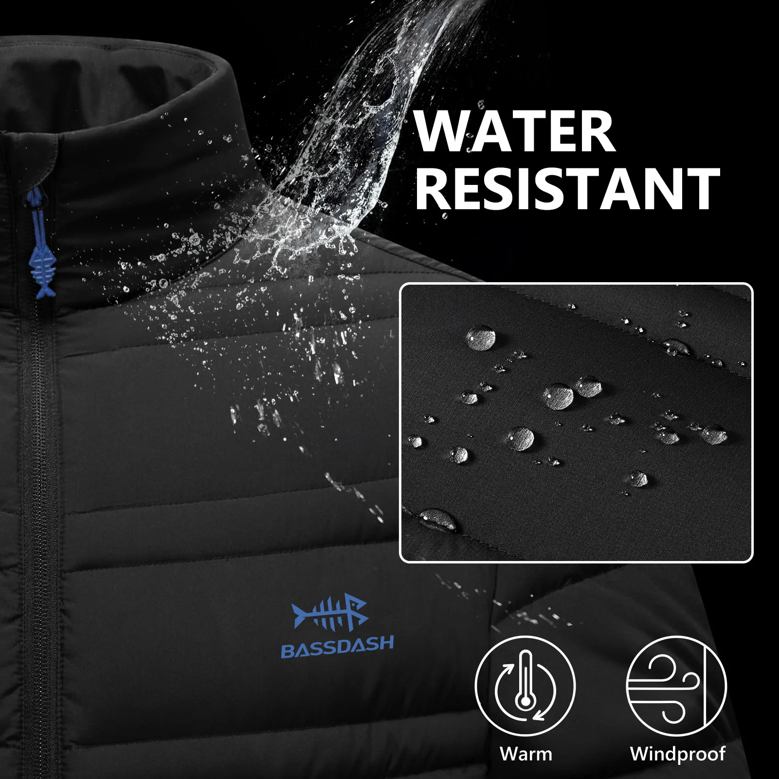 BASSDASH الرجال سترة منتفخة 700FP Packable مقاومة للماء البخاخ معزول معطف دافئ للصيد الصيد التنزه FS49M #4