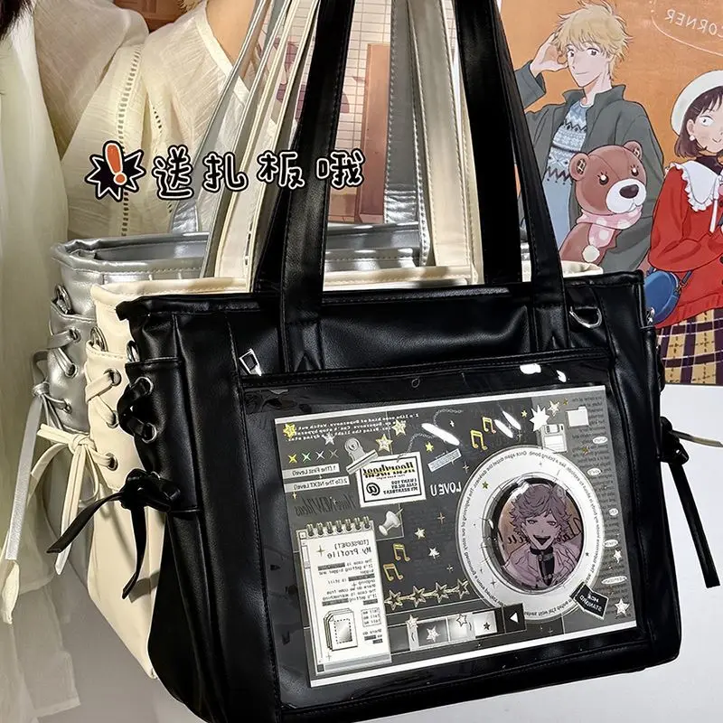New Girls' Ribbon Y2K Ita Bag Sweet Ladies Large Capacity Shoulder Street Trend Crossbody  Daily Commuting Tote Bag