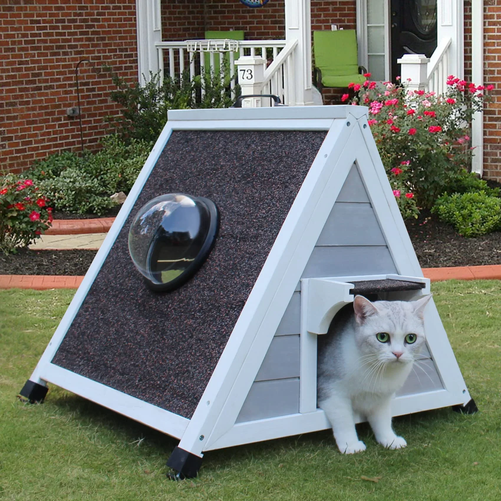 Outdoor Cat House, Weatherproof Shelter  Insulated Cat Cage Stray Cat House