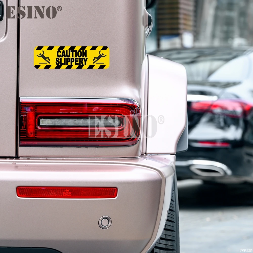 Criativo Engraçado Aviso Cuidado Adesivo Escorregadio, Desenhos Animados PVC Decalque, Vinil Padrão Do Corpo Do Carro À Prova D' Água, Estilo Do Carro