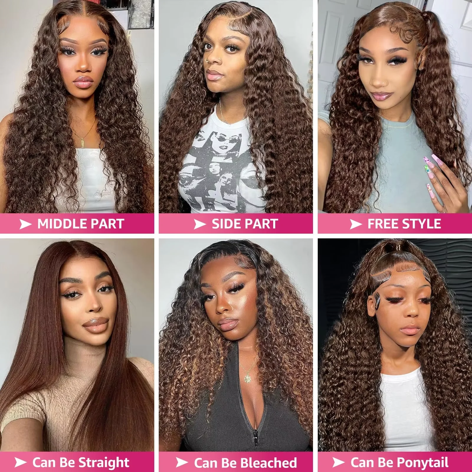 200 Dichtheid Chocoladebruin Menselijk Haar Pruik Diepe Golf 30 Inch 13x6 Hd Kant Voor Menselijk Haar Pruik Braziliaanse Gekleurde Pruiken Voor Vrouwen