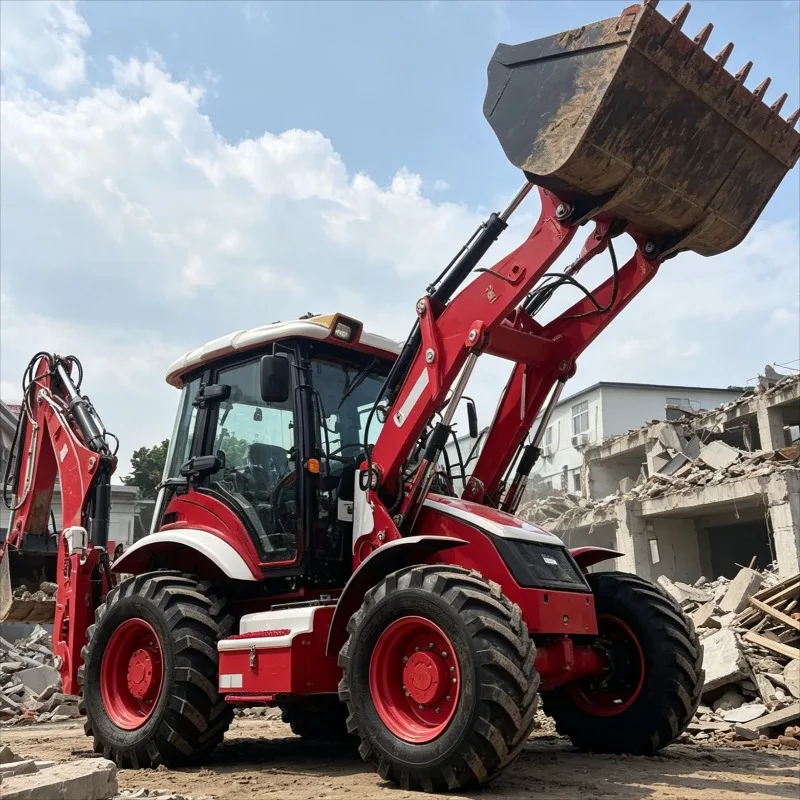 Customized Tractor Backhoe Loader Articulated Double Function Digging Trenching For Municipal Work Foundation Work Use