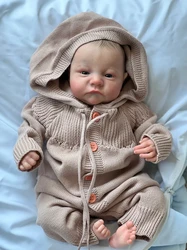 NPK 19inch Already Painted Finished Reborn Baby Doll Levi Awake Newborn Baby Size 3D Skin Visible Veins Collectible Art Doll