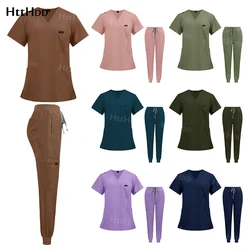 Unisex Female Scrub Nursing Uniform Sets Medical Hospital Suit Doctors Nurses Wear Uniforms Support Logo Beauty Spa Uniform Soft