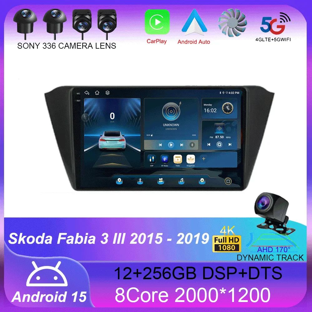 

Android 15 Multimedia Car Radio For Skoda Fabia 3 III 2015 2016 2017 2018 2019 Carplay 4G Wifi GPS RDS DVD autoradio stereo DSP