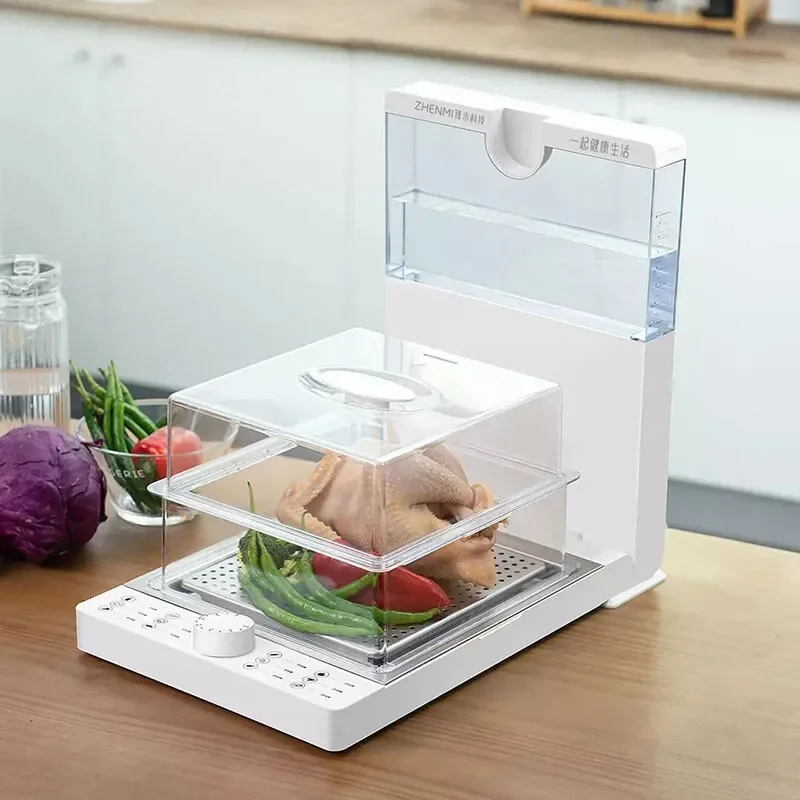 ZHENMI Folding electric steamer multi-function household automatic transparent cooking machine with large capacity three layers