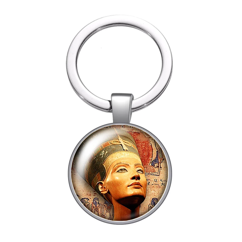 New Ancient Egypt Pharaoh Eye symbol 25mm glass cabochon keychain Bag Car key chain Ring Holder Charms keychain