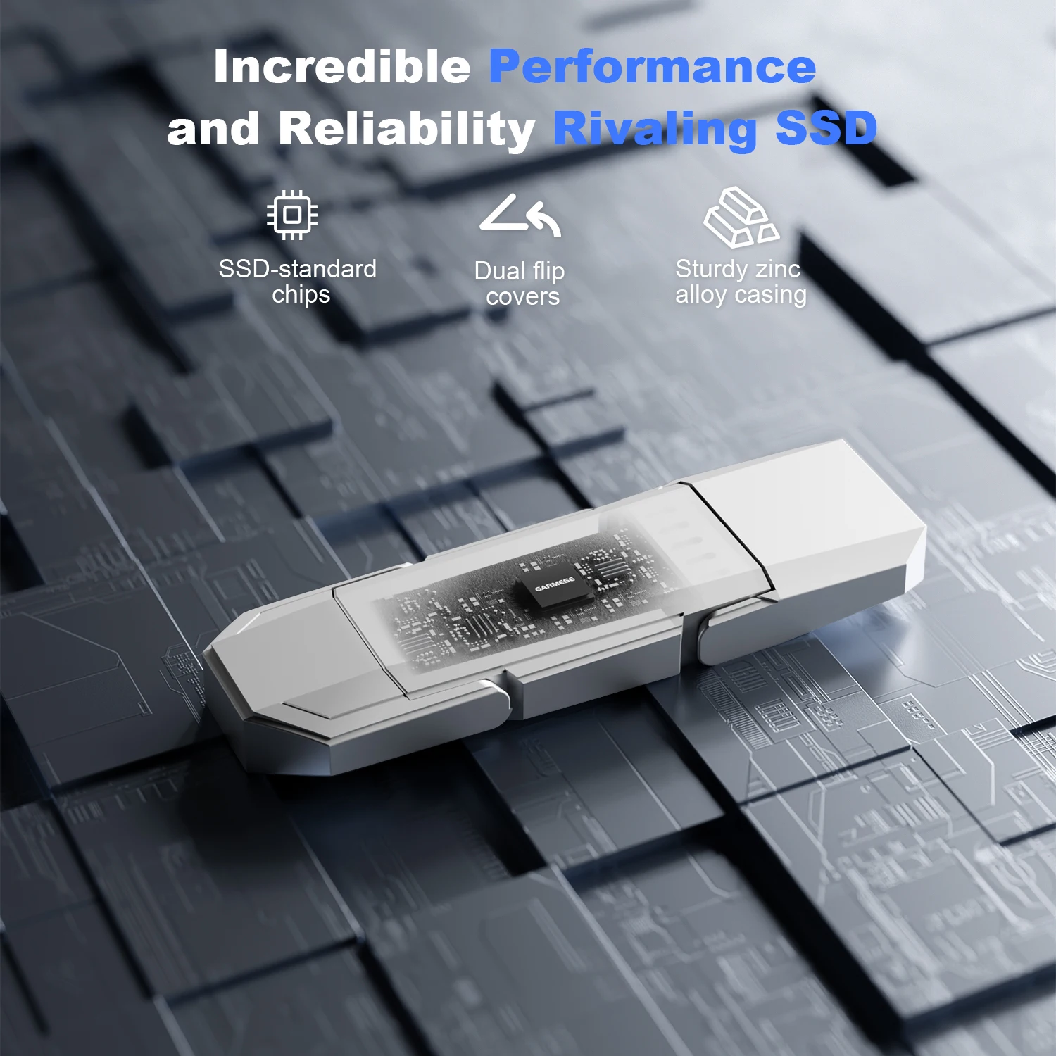 Kootion U54 USB Flash Drive Portátil Tipo C/A Dual Slot USB Disk 128GB 256GB 512GB 450MB/S Cinza Memória Stick para Laptop Tablet