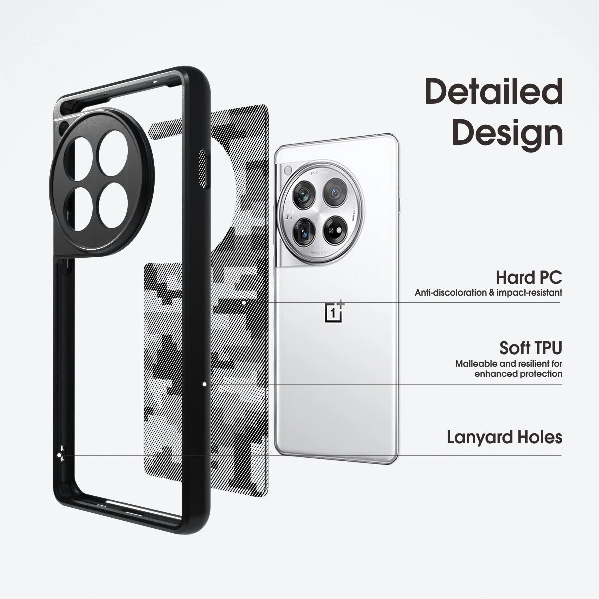 [Precise Cutouts for Camera Lenses] for OnePlus 12 camo phone case,Clear Hard Back Shockproof Advanced Protective Cover