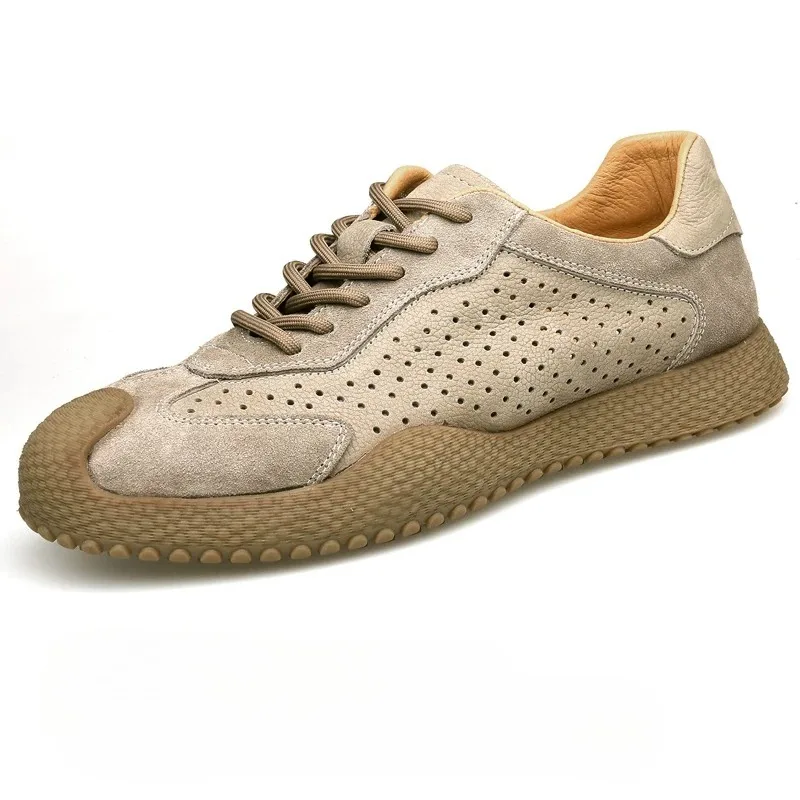 

Designer Luxury Shoes Men's Genuine Leather Hollow Out Summer Fashion Cowhide Casual Sport Shoes Male Outdoor Sneakers Male